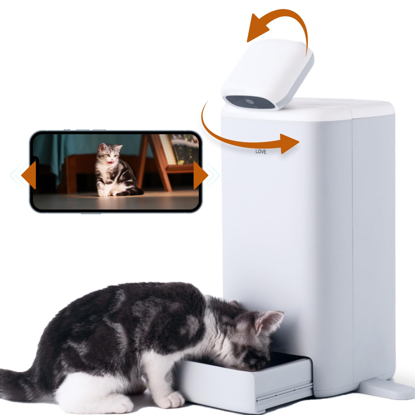 Camera pet feeder with timed food dispenser and night vision