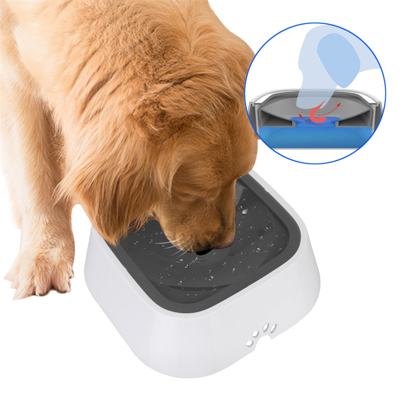 Golden retriever drinking through the floating disc without wetting its muzzle