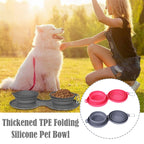 MATERA PET travel dog bowl – carabiner clip attached to a leash