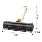 Reusable pet hair roller dimensions: 7.7 inches long, 2.2 inches deep, 8.3 inches tall