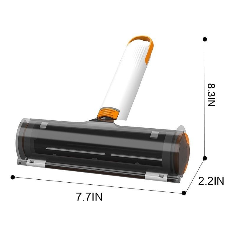 Reusable pet hair roller dimensions: 7.7 inches long, 2.2 inches deep, 8.3 inches tall