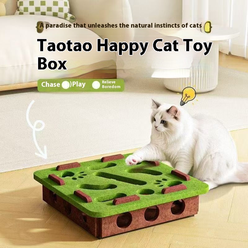 MATERA PET felt cat puzzle box with hunting holes for solo play