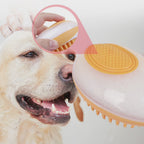 MATERA PET 2-in-1 silicone pet bath brush in use – lathering and massage