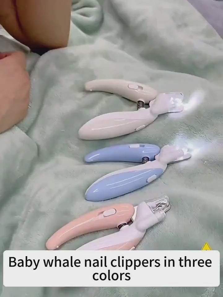MATERA PET LED nail clippers shown in pink, cream and light blue