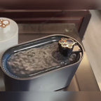 MATERA PET 101 oz automatic pet water fountain in action – ultra-quiet flowing water with LED indicator for cats and dogs